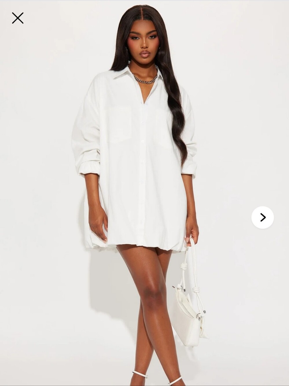 Brand New White Oversized Button-Up Shirt Dress - Picture 3 of 7